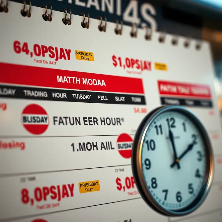 Calendar Highlighting Trading Hours and Public Holidays Calendar marked with public holidays and a clock symbolizing store opening and closing times
