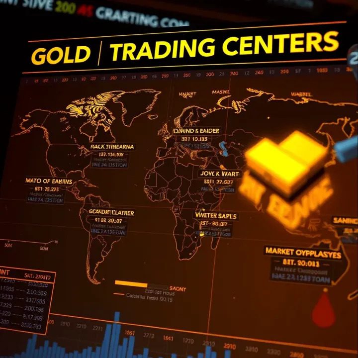 World map highlighting major gold trading centers and their market opening hours