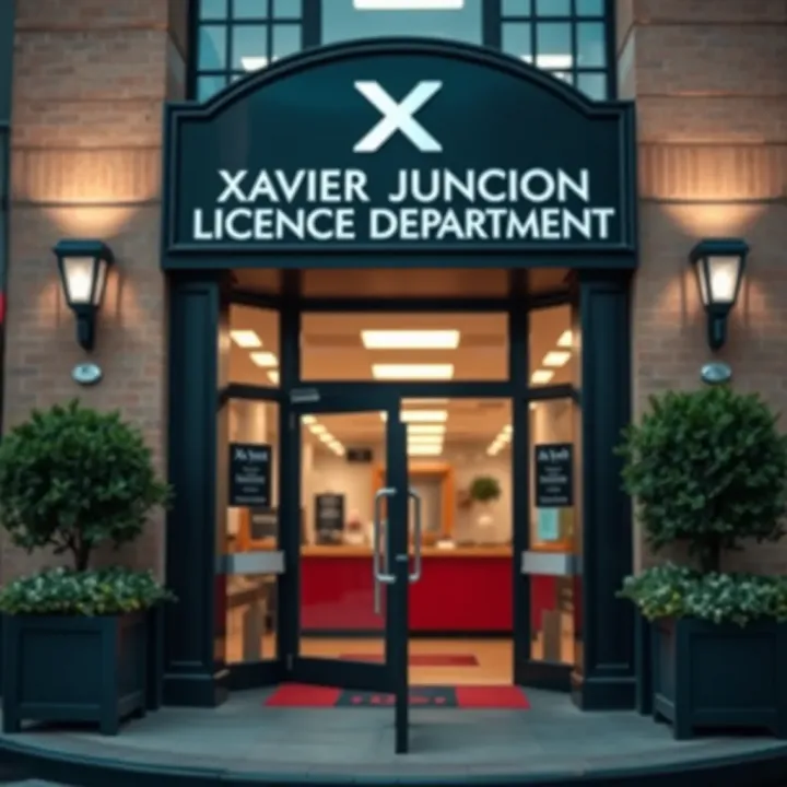 Front entrance of Xavier Junction Licence Department with clear signage