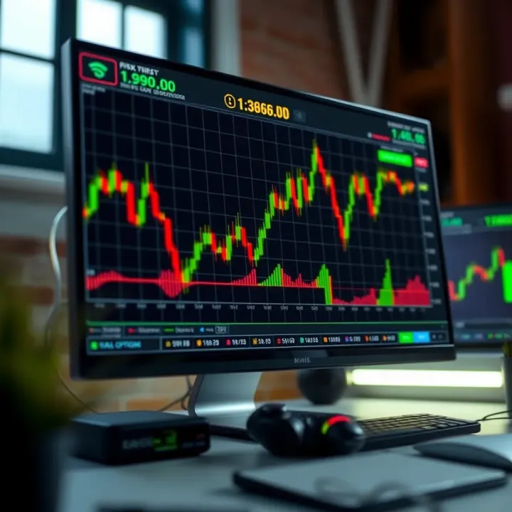Trading Strategies and Risk Analysis in Binary Options Visual representation of trading strategies and risk analysis on a computer screen